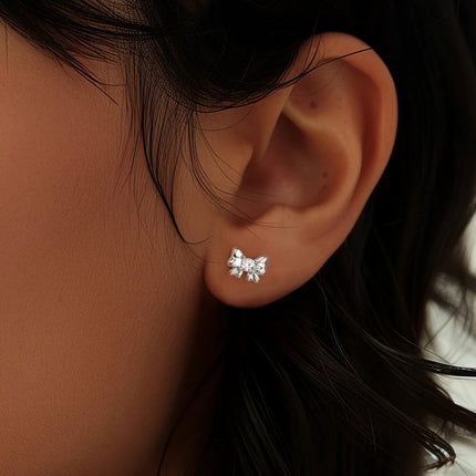 AIDE Heart Round Ball Flat Helix Piercing Earring 925 Sterling Silver Ear Studs Geometric Zircon Exquisite Trinket Studs Aretes PlatiNum
