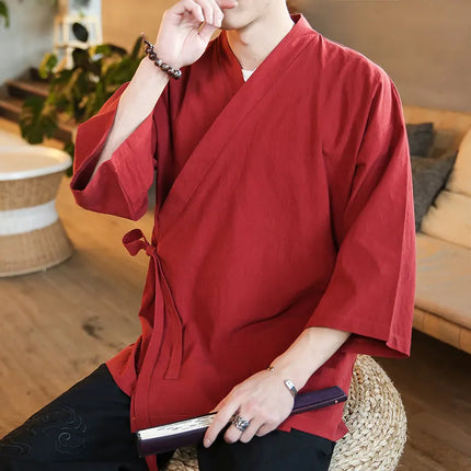 Camicie Kung Fu Stile Cinese, Abbigliamento Tradizionale Tai Chi, Completo Tang in Tinta Unita, Bluse Casual Comode in Cotone per Uomo