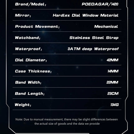 POEDAGAR Top Orologio da uomo originale Orologio meccanico automatico da uomo in acciaio inossidabile Calendario Hollow Tourbillon Orologio da uomo Maschio + scatola platinumshop