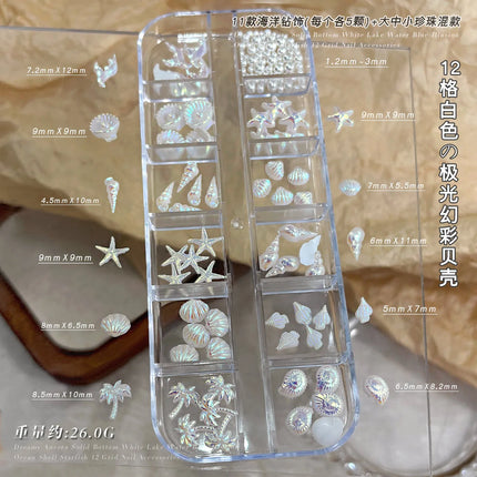 Conch Shell Coconut Tree Mermaid Tail Star Butterfly Heart Rhinestone Bowknot Christmas Snowflake Nail Art Accessory Decorations
