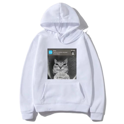 There Is Motion At Your Front Door Funny Silly Cat Meme Hot 2D Hoodie Men Women's Fleece vintage Sweatshirt Autumn Casual pullov