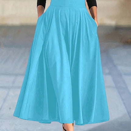Nuovi abiti Gonne a trapezio tinta unita per abbigliamento donna Gonna lunga a vita alta elastica da donna con fiocco Gonne eleganti da donna