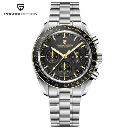 Nuovo Orologio da Uomo PAGANI DESIGN Gold Moon 2026, Cronografo Sportivo al Quarzo VK63, con Vetro Zaffiro AR, Impermeabile, Luminoso, in Acciaio Inossidabile, Lunetta in Ceramica, Regalo