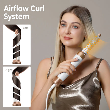 UKLISS 7 in 1 Hair Dryer Brush Set, Air Styler with Curling, Straightening, Volumising Attachments