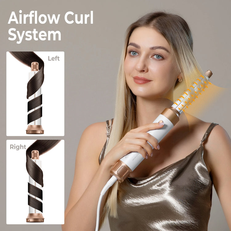 UKLISS 7 in 1 Hair Dryer Brush Set, Air Styler with Curling, Straightening, Volumising Attachments