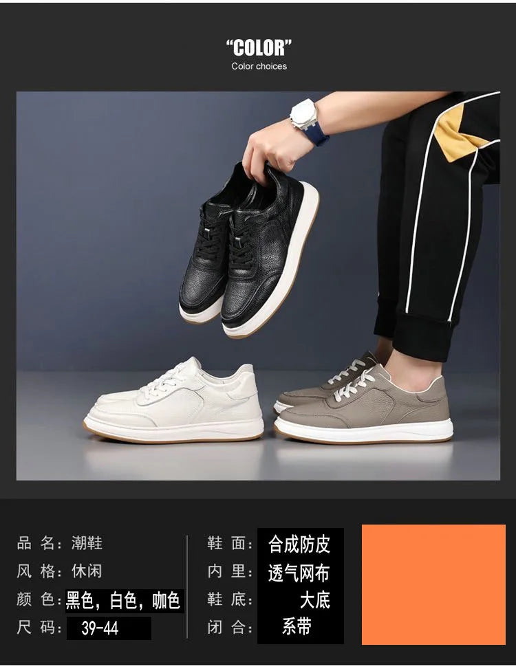 2026 New Men's Leather Shoes Casual Spring Autumn Fashionable Genuine Cowhide Slip-On Breathable Comfortable Anti-Slip Shoes