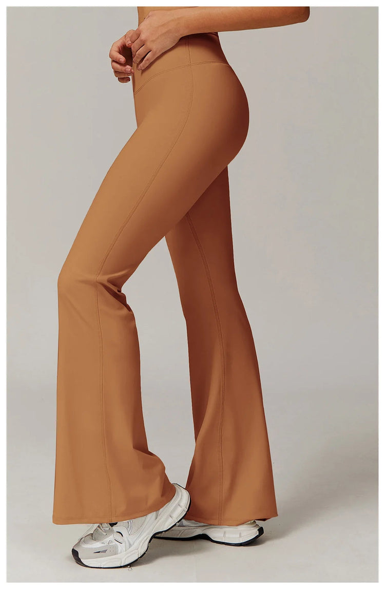 High Waist Wide Leg Pants Leggings Women Tights Fitness Bell-bottoms Yoga Elastic Leggings Push Up Gym Workout Flared Pants PlatiNum