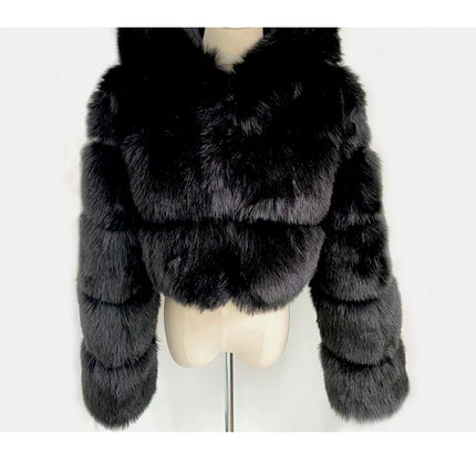 ZADORIN Fashion Cropped Faux Fur Coat Woman Warm Stand Fur Collar Slim Fluffy Fur Jacket Woman Tops Winter Fur Coats Streetwear