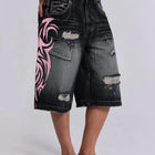 Pantaloni in denim Jeans da donna Pantaloni lunghi a gamba larga Pantaloni dritti a vita alta con foro Y2k Streetwear Stampa Jeans mamma Casual Allentati 2025