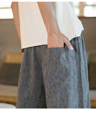 Kimono giapponese Pantaloncini tradizionali Pantaloni asiatici da uomo Samurai giapponese Pantaloni larghi da uomo in lino Yukata casual allentati