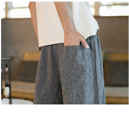 Kimono giapponese Pantaloncini tradizionali Pantaloni asiatici da uomo Samurai giapponese Pantaloni larghi da uomo in lino Yukata casual allentati