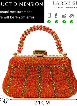 Popular In Nigeria Exquisite Evening Bags With Diamond Design Fashion Handle Clutch Rhinestone Embellished Long Chain Bag PlatiNum