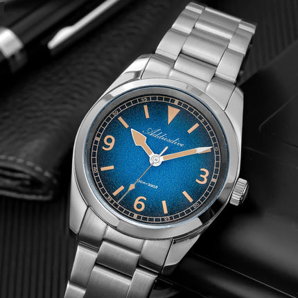 ADDIESDIVE New 36Mm Men's Quartz Watch Retro Dial Sapphire Glass 100M Waterproof Stainless Steel Night Light Retro Quartz Watch