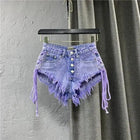 Nuovi Shorts Estivi da Donna 2026 Viola, Sexy a Vita Bassa, con Bottoni, in Denim a Trapezio con Bretelle, Hot Pants Femminili - platinumshop