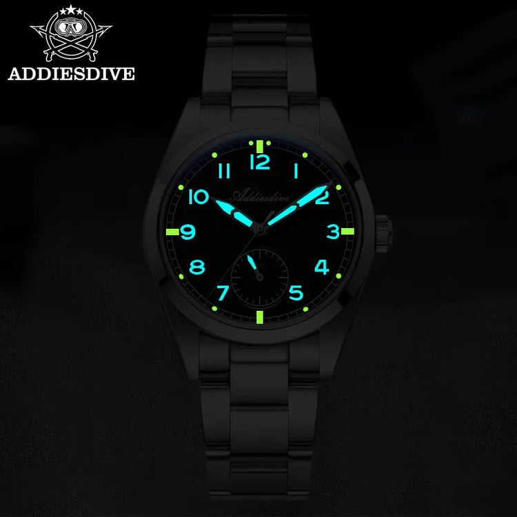 ADDIESDIVE 36mm Men's VH60 Quartz Watch BGW9 Night Light Bubble Glass 100m Waterproof Stainless Steel Men's Simple Watch AD2099