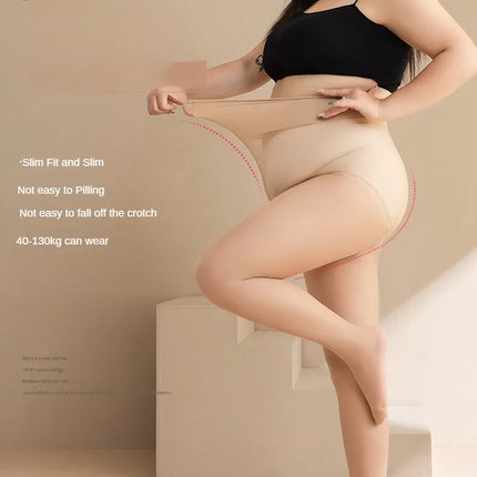 Plus Size Tights High Waist Anti-hook Tear-resistant Super Elastic Sheer Nylon Pantyhose Stocking large up to 110kg for Women