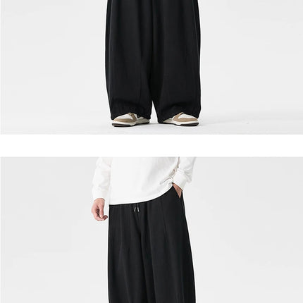 Pantaloni a gamba larga da uomo comodi da indossare Pantaloni casual Pantaloni Harun giapponesi Pantaloni sportivi con coulisse a lanterna da uomo Taglie forti