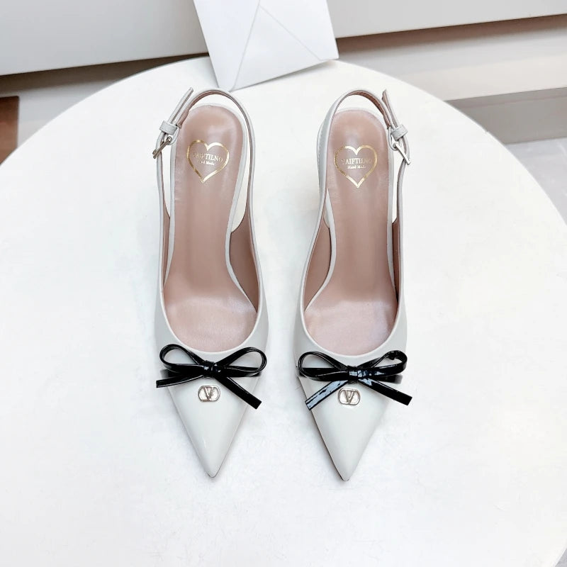 Heels sandals Gladiator summer luxury Brand 2025 bow Women High Heels Pointed toe designer Elegant Slingbacks Party Ladies Shoes