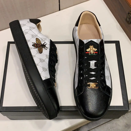 Men's Handmade Leather Sneakers Luxury Casual Comfortable Breathable All-Season Running Sports Shoes Fashionable
