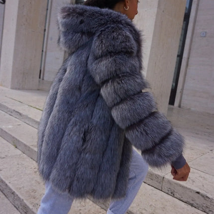 ZADORIN Hooded Fluffy Faux Fur Coat Winter Jacket Women Fashion Thick Warm Faux Fur Jackets Coats Woman Clothing Outerwears