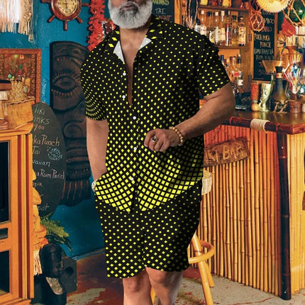 2024 Camicia a maniche corte da uomo ad alto temperamento Pantaloncini in due pezzi Estate Nuova camicia con risvolto traspirante Set di pantaloncini con coulisse casual platinumshop