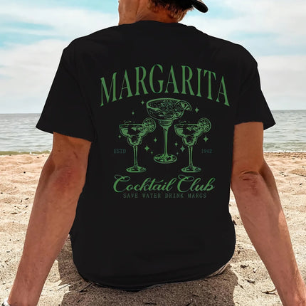 Men's short-sleeved summer T-shirt with Margarita print on the back
