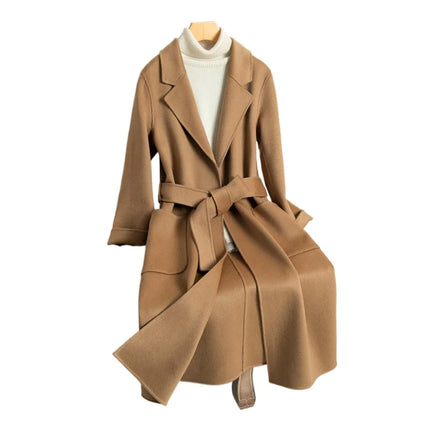 New Arrival Fashion Autumn and Winter Double-sided Cashmere Coat Slim Fit and Slimming, Wool Woolen Coat Trend Size S M L XL 2XL