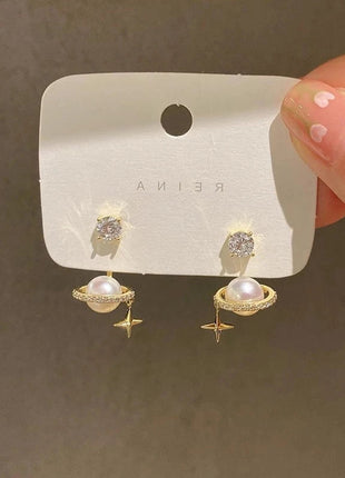 Gioielli in oro 14k di lusso Orecchini in oro reale Zircone Perla Twist Orecchini a bottone di lusso per le donne Brincos Pendientes Bijoux platinumshop