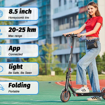 Monopattino elettrico per adulti TODIMART K3 Batteria 36V 7.8Ah Motore 350W Autonomia 25-35km Carico massimo 70kg Monopattino elettrico pieghevole per adulti Pneumatici a nido d'ape resistenti alle forature Telaio ultralegger
