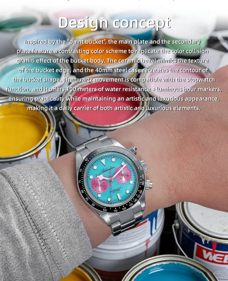 ADDIESDIVE 2026 New Luxury Men Chronograph VK64 Watch Waterproof 100m Ceramic Bezel BGW9 Luminous 316L Steel Quartz Watch AD2520