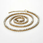 Stainless Steel Shiny Necklace For Men Women Gold Silver Color  Width 2/3/4MM Choker Necklaces With Rhinestones Jewelry Gifts PlatiNum