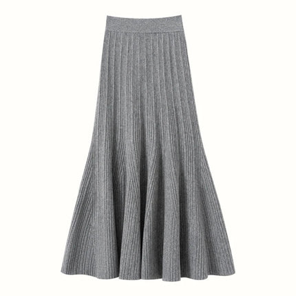 Woman's 100% Cashmere Knittwear Skirt Autumn Winter Elegant Mermaid Mid-calf High Waisted Slim Office Lady Dress Light Luxury PlatiNum
