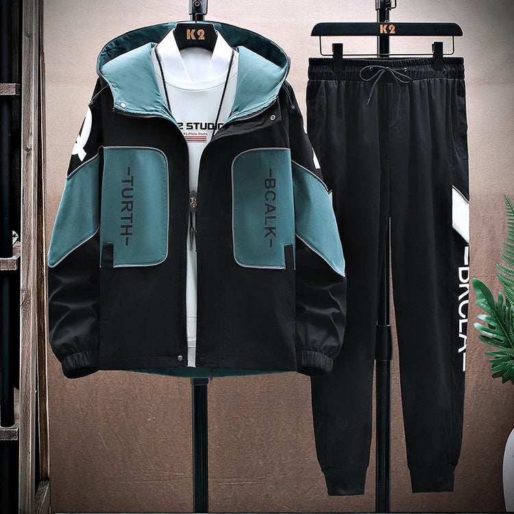 Spring Autumn New Tracksuits Men Set Casual Hooded Jacket Pants Sweatshirt Sportswear Coats Men Jacket+Pant Suits