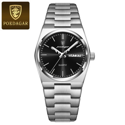 POEDAGAR Top squisito orologio da polso da donna impermeabile al quarzo luminoso orologio da donna casual data settimana orologi da donna in acciaio inossidabile platinumshop