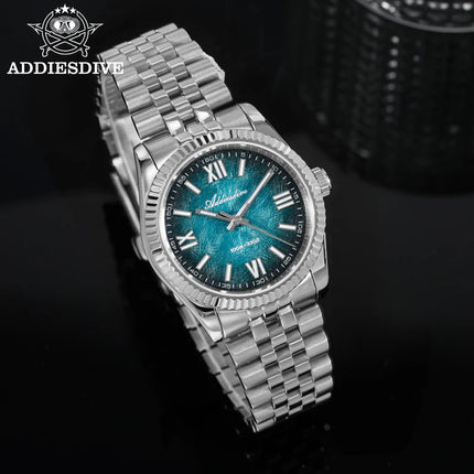 ADDIESDIVE 36mm AD2512 Watch For Men BGW9 Luminous Jubilee Strap 100m Waterproof Sapphire Glass VH31 Movement Quartz Watch Reloj