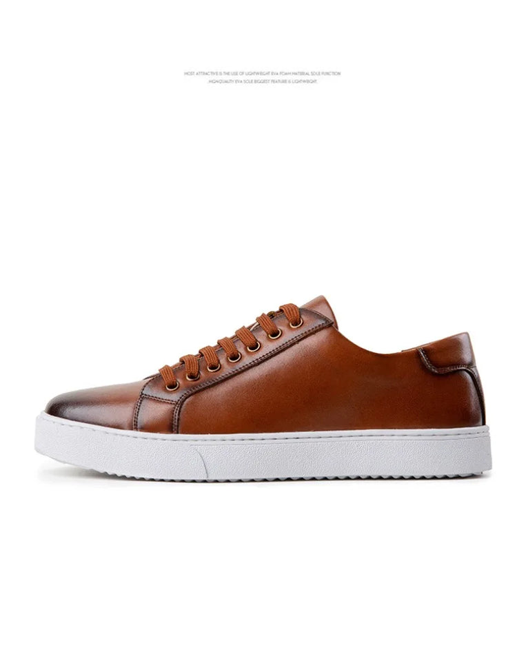 Plus Size 49 Trendy Men Leather Casual Shoes Soft Outdoor Sneakers Comfortable Lightweight Flat Shoes Classic Social Board Shoes