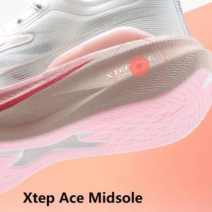 Xtep 2000KM 2.0 Running Shoes Women  Summer Shock Absorption Professional TPU Sneakers 876218110044 (suggest half size down) PlatiNum