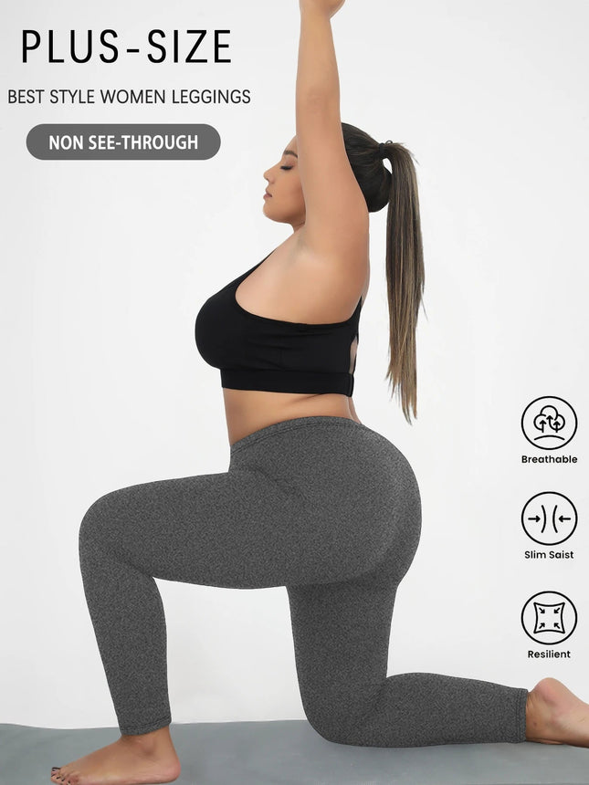 Plus Size Super Soft Sport Leggings For Women  No See Through Workout Running Yoga Athletic running Leggings PlatiNum