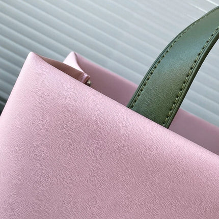 Borsa Mini Tote in Pelle Rosa Geometrica Pieghevole, Borsa di Lusso Multiuso