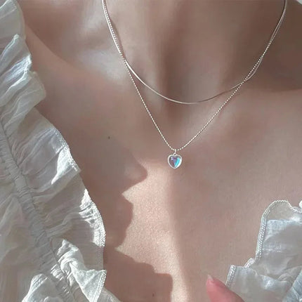 Popular Sparkling Necklace for Women Silver Colour Clavicle Chain Choker Fashion Jewelry Wedding Party Birthday Gift PlatiNum