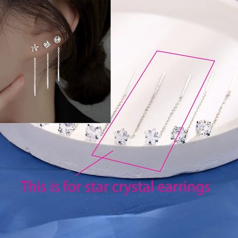 Ventfille 925 Sterling Silver Star Earring for Women Girl Simple Tassels Chain Fashion Office Jewelry Gift Dropshipping PlatiNum