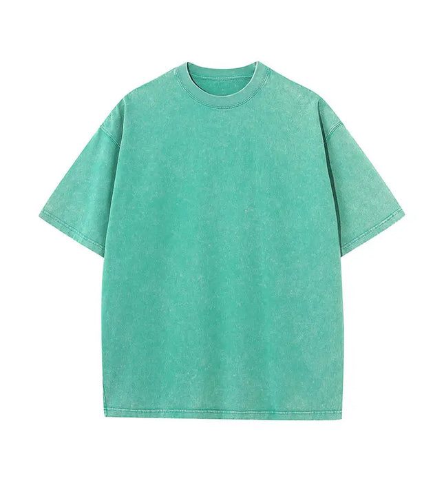 230G Cotone Retro T-shirt Manica con spalle scoperte Uomo Donna Vintage T-shirt a maniche corte Tint