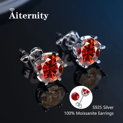 100% Real Sterling Silver S925 Moissanite Earrings Stud  With 2 Certificate D VVS1 Pass Diamond Test Pen For Women Men Jewelry PlatiNum