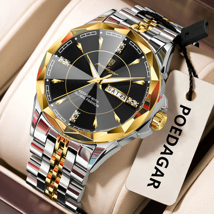 POEDAGAR Orologio da uomo di moda di lusso Top Business Impermeabile luminoso Data Settimana Orologi da uomo Orologio da polso da uomo in acciaio inossidabile al quarzo platinumshop