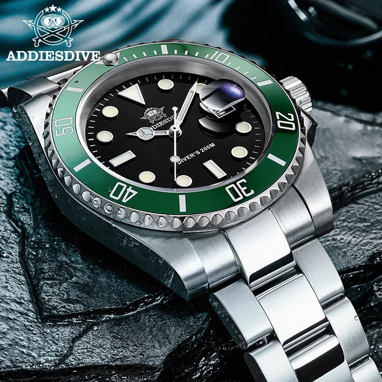 ADDIESDIVE Man Watch High Quality Ceramic Bezel Business Leisure 41mm Quartz Watches BGW9 Luminous 200m Waterproof Diver Watch