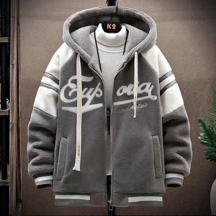 2023 Men's Hooded Jackets Japan Fashion Streetwear Harajuku Coats Men Autumn Winter Men Clothing Wool Jackets Embroidery Jacket