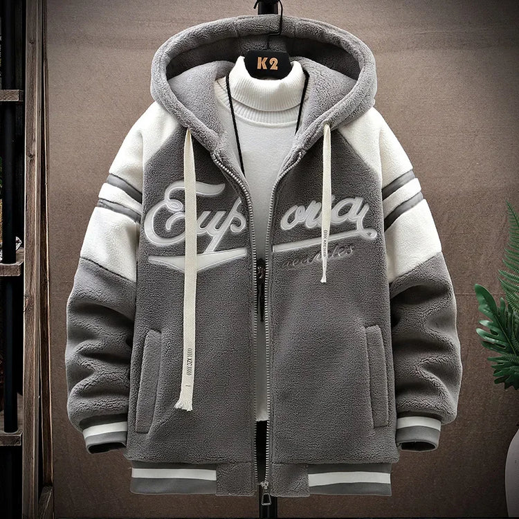 2023 Men's Hooded Jackets Japan Fashion Streetwear Harajuku Coats Men Autumn Winter Men Clothing Wool Jackets Embroidery Jacket