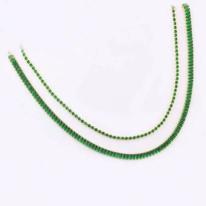 Collana a catena da tennis Hip Hop con zirconi cubici verdi stile misto CZ per donna Gioielli girocollo in oro 18 carati con smeraldi di cristallo per feste di strada