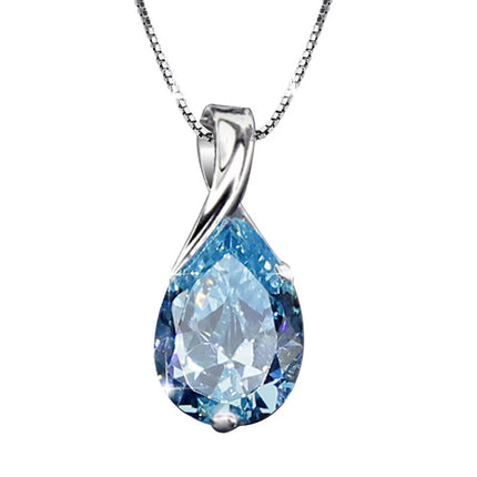 S925 Sterling Silver Necklace Angel Tears Crystal Red Pendant Necklace for Woman Charm Jewelry Gift PlatiNum