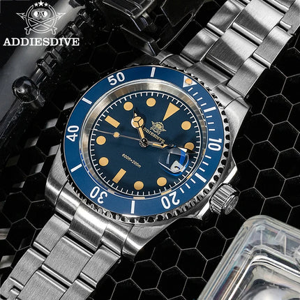 ADDIESDIVE 41mm AD2054 Men's Watch Diving Japanese Quartz Movement 200m Waterproof 316L Stainless Steel Ceramic Bezel Luminous